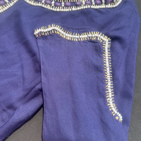 Lilly Pulitzer Sarah True Navy Beaded Embellished Tunic 3/4 Sleeve Dress. - Picture 8 of 11